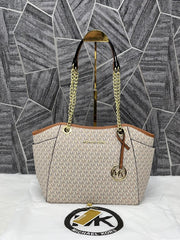 Michael Kors Jet Set Tote Travel Signature With Dust Bag (19015 Beige Brown)