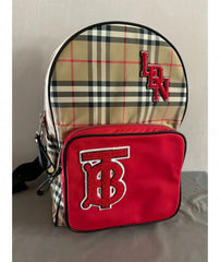 Burberry Nylon Check TB Logo Rucksack Unisex Backpack Rare Plaid With Dust Bag B8890 Black