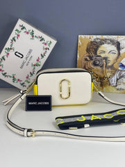 Marc Jacobs The Snap Shot Camera Sling Bag WhiteYellow With Dust Bag & OG Box