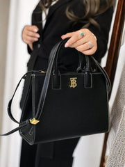 Burberry Frances Medium Satchel Bag With OG Box & Dust Bag BUR6268 Black