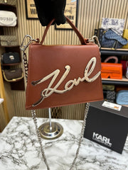 Karl Lagerfeld Ksignature Small Crossbody Bag With Dust Bag & OG Box (KA228 Brown)