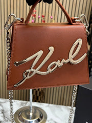 Karl Lagerfeld Ksignature Small Crossbody Bag With Dust Bag & OG Box (KA228 Brown)