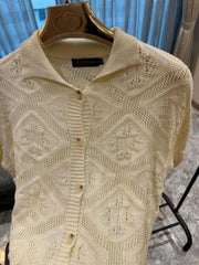 LOUIS VUITTON KNIT JACQUARD PREMIUM HALF SLEEVES SHIRT