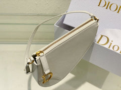 Christian Dior CD Saddle Rodeo Bag Pouch With OG Box & Dust Bag (379 White)