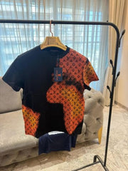 LOUIS VUITTON HALF MONOGRAM LOGO PRINT PREMIUM BLACK TSHIRT