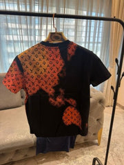 LOUIS VUITTON HALF MONOGRAM LOGO PRINT PREMIUM BLACK TSHIRT