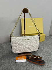 Michael Kors Jet Set Chain Pouchette Bag With OG Box & Dust Bag (Beige Brown 22318)