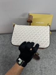 Michael Kors Jet Set Chain Pouchette Bag With OG Box & Dust Bag (Beige Brown 22318)