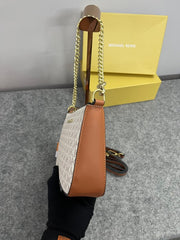 Michael Kors Jet Set Chain Pouchette Bag With OG Box & Dust Bag (Beige Brown 22318)