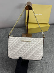 Michael Kors Jet Set Chain Pouchette Bag With OG Box & Dust Bag (Beige Brown 22318)