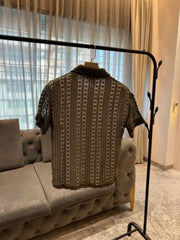 LOUIS VUITTON KNIT JACQUARD PREMIUM HALF SLEEVES SHIRT
