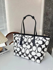 Coach Signature City Limited Edition Premium Tote Bag With OG Magnetic Box & Dust Bag (Black White-874)