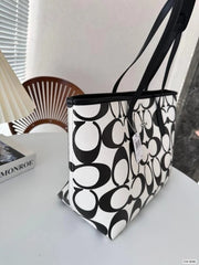 Coach Signature City Limited Edition Premium Tote Bag With OG Magnetic Box & Dust Bag (Black White-874)