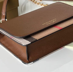 Burberry Bolsa Derby House Check Sling Bag With OG Box & Dust Bag 40681441 Brown