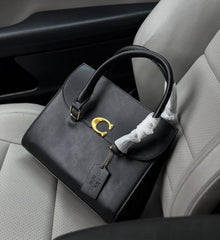 Coach Broome Carryall Top Handle Shoulder Bag With OG Box & Dust Bag (Black-1007)