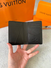Louis Vuitton Lv Black Leather Card Case Wallet M69979 Black Hardware
