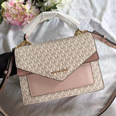 Michael Kors Mk Ludlow Signature Leather Satchel Bag With Box White Pink 3323