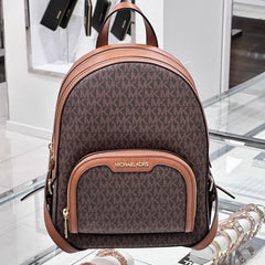 Michael Kors Double Zipper Backpack With Dust Bag (22M07 Coffee Brown)