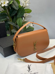 YSL Saint Laurent Voltaire Leather Shoulder Bag With OG Box & Dust Bag (Y168 Brown)