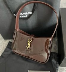 Ysl patent hobo bag glossy with og box (903-2coffe)