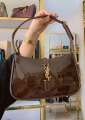 Ysl patent hobo bag glossy with og box (903-2coffe)