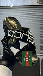 Gucci Logo Slide black white