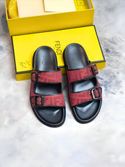 UA FENDI ROMA SLIDE RED BLACK WITH CARRY BAG