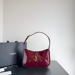 Ysl Saint Laurent Wine Leather Shoulder Bag With OG Box & Dust Bag 9032 Wine