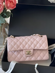 Chanel Classic Flap Pink Medium Lambskin With OG Box & Dust Bag 1119 Pink Gold