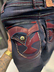 LAGUNA BEACH DENIM POCKET DIAMOND MAROON