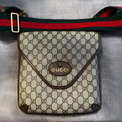 Gucci GG Supreme Web Neo Vintage Medium Messenger Beige New Acero With Dust Bag 698604