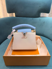 Louis Vuitton Capucines Mini Beigr OG Double Box With Dust Bag 9681578 Beige Sky Blue
