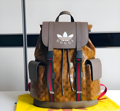 Gucci X Adidas GG Supreme Backpack Brown Glossy Leather With Dust Bag 690482