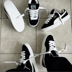 puma suede xl white black with extra lace As3 433