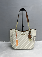 Michael Kors Beige Brown Chain Tote With DustCover Premium Quality