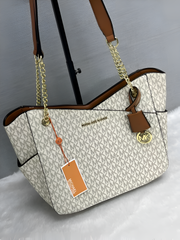 Michael Kors Beige Brown Chain Tote With DustCover Premium Quality