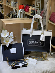 Coach Field Tote 30 Authenic Black Canvas With Pouch OG Box & Dust Bag 6739 Black