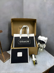 Coach Field Tote 30 Authenic Black Canvas With Pouch OG Box & Dust Bag 6739 Black