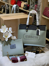 Coach Field Tote 30 Authenic Black Canvas Olive Leather With Pouch OG Box & Dust Bag 6739 Olive