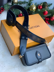 Louis Vuitton LV Canta Officer Pochette Bag With OG Box & Dust Bag & Shoulder Strap (Black - 1021)