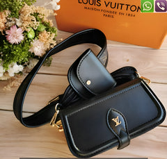 Louis Vuitton LV Canta Officer Pochette Bag With OG Box & Dust Bag & Shoulder Strap (Black - 1021)