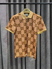 GUCCI IMPORTED GOLDEN BROWN POLO T-SHIRT
