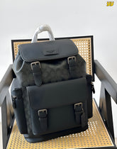 Coach Unisex Rivington Backpack Black Sprint Leather With Dust Bag 059 Black Black