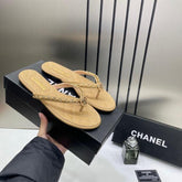 Chanel Thong Slides Apricot For Women With Original Box