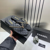 Chanel Thong Slides Black For Women With Original Box