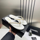 Chanel Thong Slides White For Women With Original Box