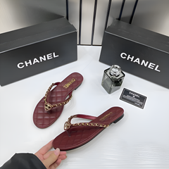 Chanel Wine Flat Mule For Her Wid OG Box B2428