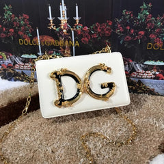 Dolce & Gabbana D&G Nappa Leather Shoulder Bag WIth OG Box & Dust Bag (White-989)