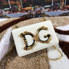 Dolce & Gabbana D&G Nappa Leather Shoulder Bag WIth OG Box & Dust Bag (White-989)