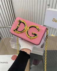 Dolce & Gabbana D&G Nappa Leather Shoulder Bag WIth OG Box & Dust Bag (Pink-990)